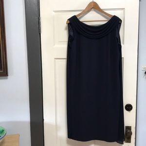Jacques Vert Navy Sleeveless Dress Sz 10